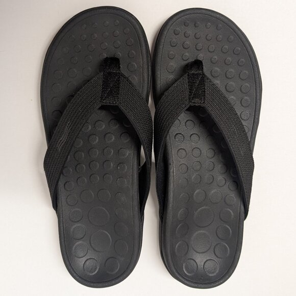 Vionic 44 Wave Toe Post Sandal in Black/Black - Picture 6 of 15